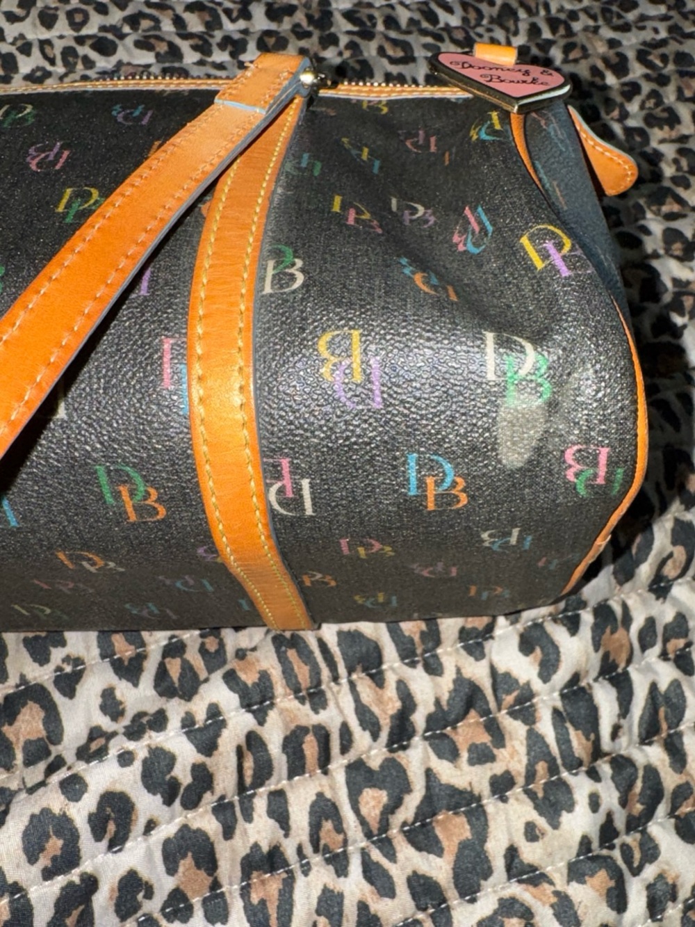 Dooney & Bourke Black Multicolor DB Logo Barrel Bag - Picture 3 of 7